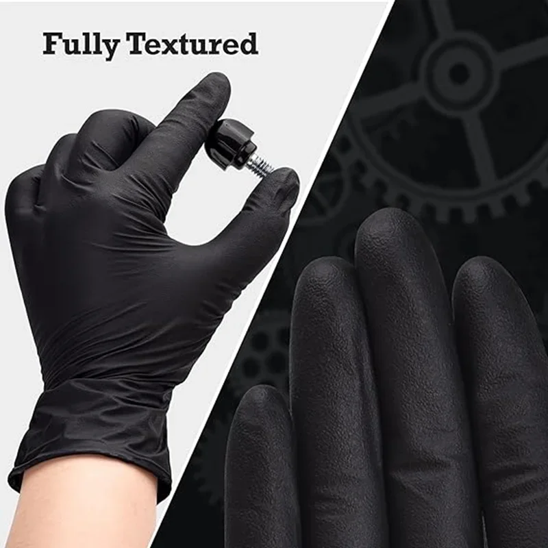 10-100pcs Disposable PVC Black Nitrile Gloves, Waterproof Latex Free for Car Repair Food Safe Hair Dyeing Work Gloves, T - Image 4