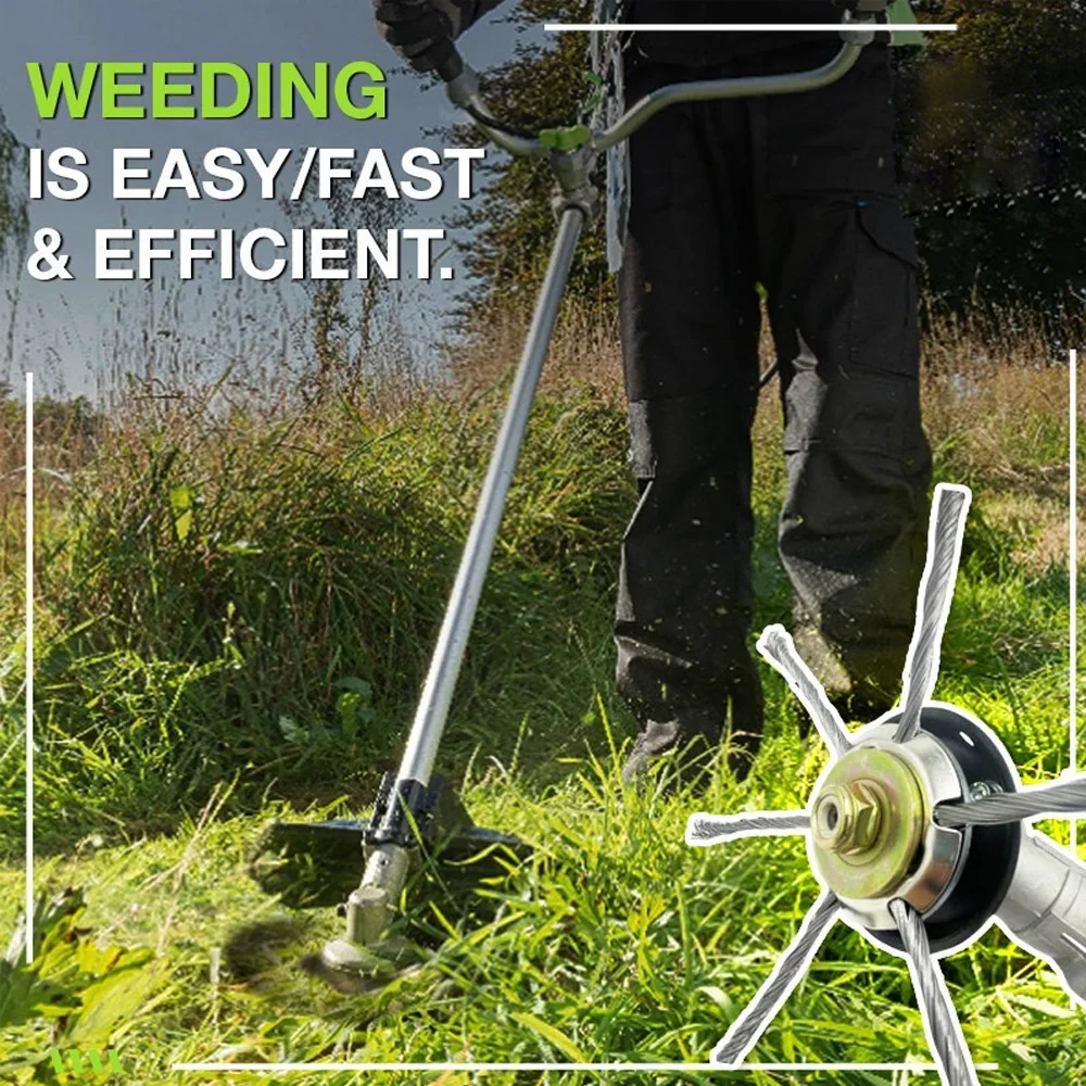 Weed Brush Head Steel Wire Wheel Grass Trimmer Head Removal Moss Rust Lawn Mower Grass Brush Disc Weed Brush Trimmer Hea - Image 3