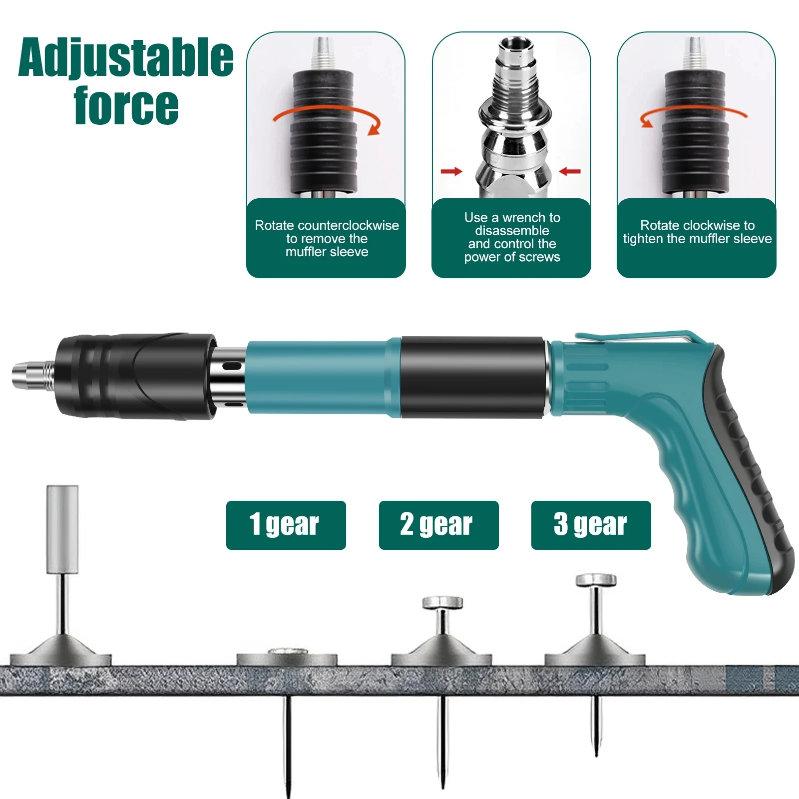 Manual Steel Nail Gun with 5 Adjustable Gears, Mini Portable Rivet Nailer for Concrete Wall, Ceiling & Wood Board Instal - Image 4