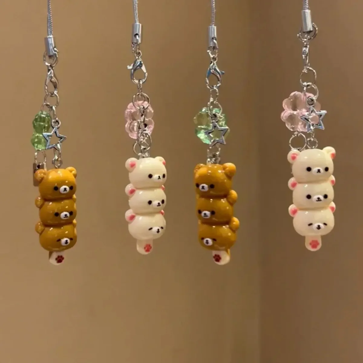 Cute Bear Phone Charms Pendant Kawaii Anime Keychain Accessories for Keys Schoolbag IPhone17 Pro Max Airpods Ins - Image 3