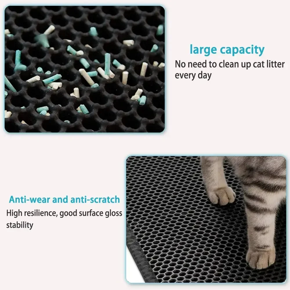 Cats Litter Mat Double Layer EVA Cat Litter Pad Large Hole Anti-Slip Sand Bowl Filter Mat Sandbox Mat for Cat Cats Acces - Image 4