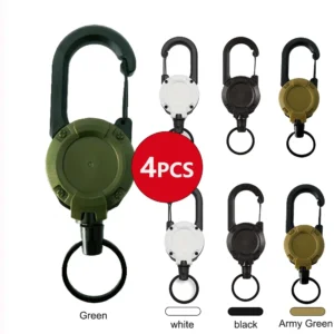 1/2/4pcs Extendable Retractable Holders Keychain Badge Reels Heavy Duty Clip With Carabiner Key Chain For Men Outdoor Ba