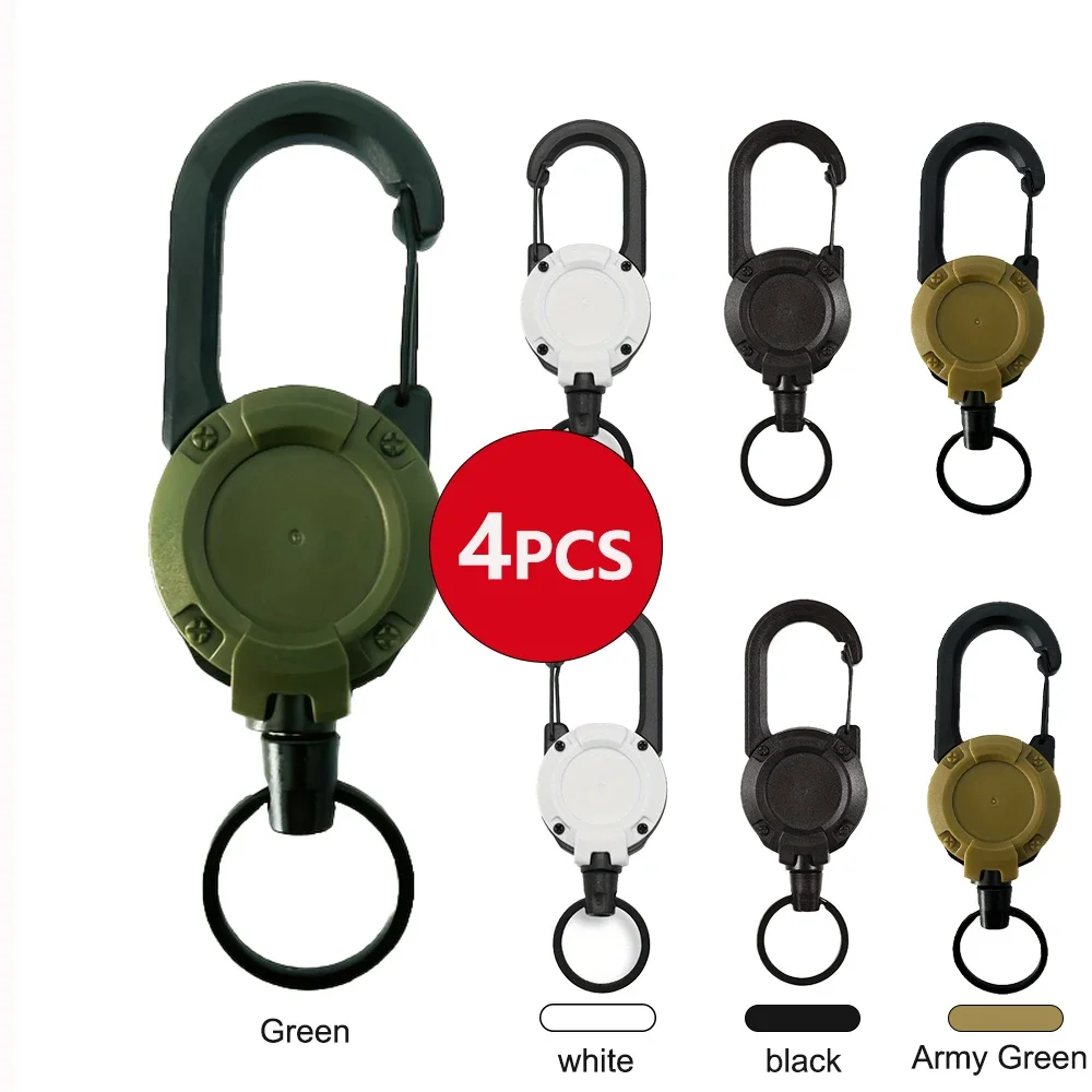 1/2/4pcs Extendable Retractable Holders Keychain Badge Reels Heavy Duty Clip With Carabiner Key Chain For Men Outdoor Ba