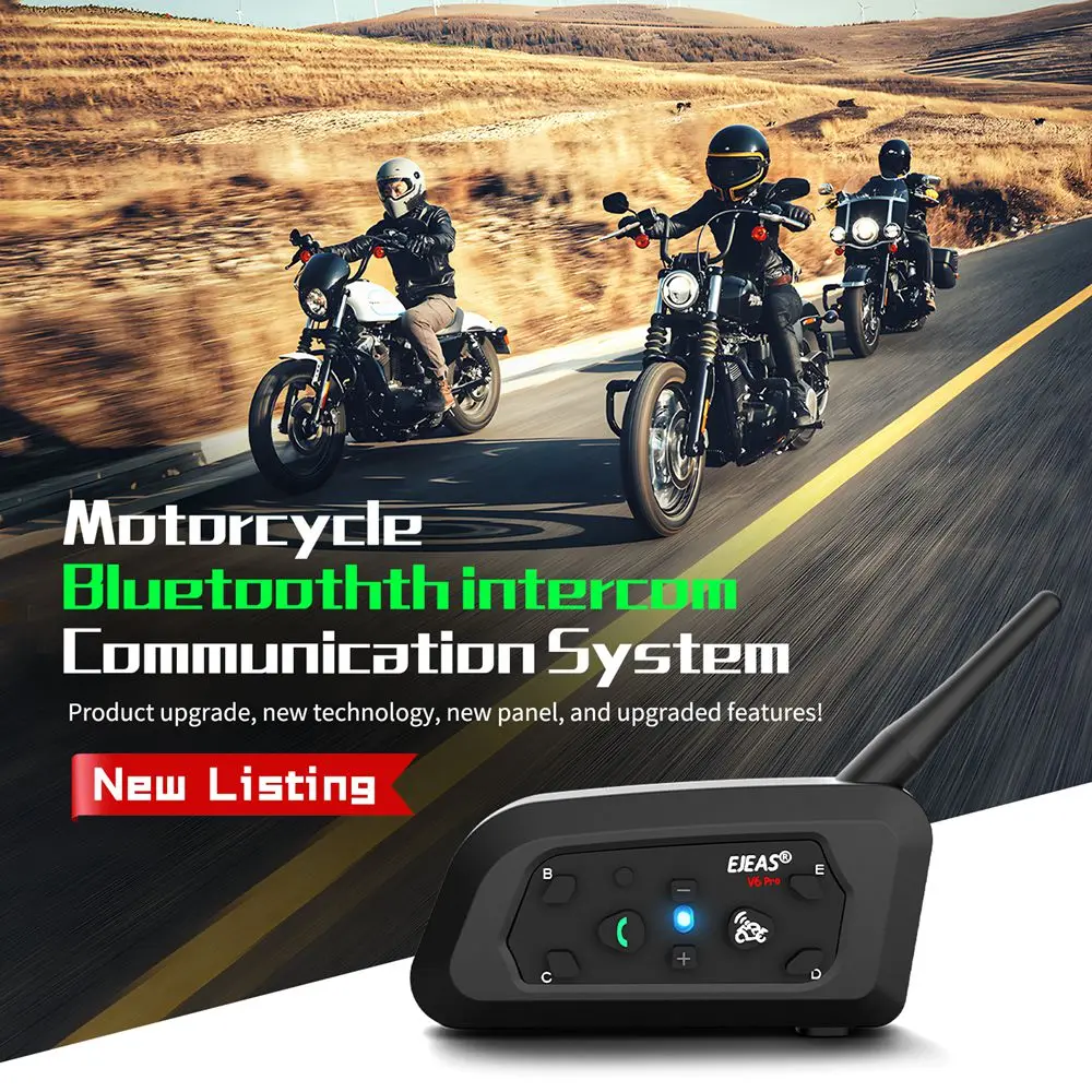 EJEAS V6 PRO+/PLUS Motorcycle Helmet Bluetooth Walkie Talkie 6 Rider Distance 800 Meters Waterproof IP67 - Image 2