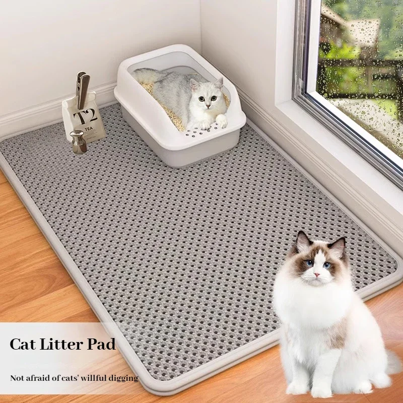 Cats Litter Mat Double Layer EVA Cat Litter Pad Large Hole Anti-Slip Sand Bowl Filter Mat Sandbox Mat for Cat Cats Acces