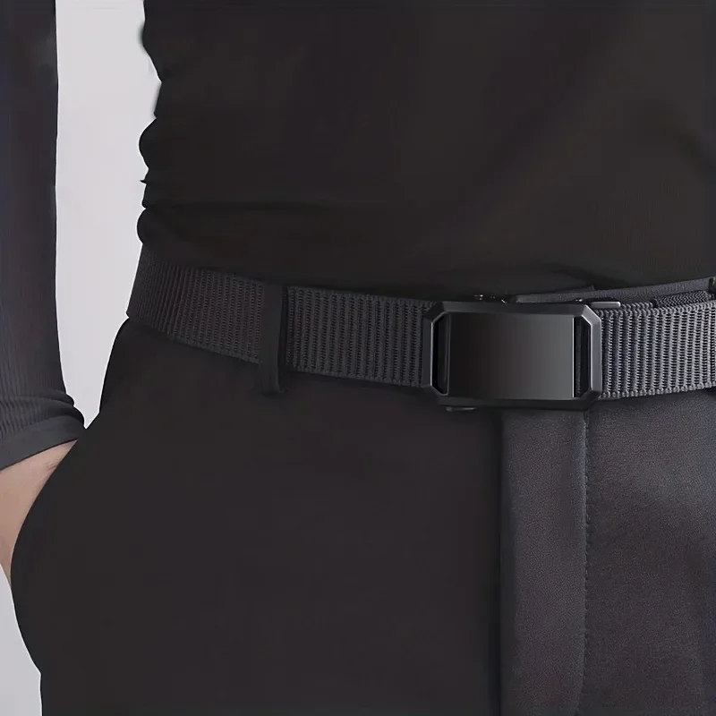 New Automatic Buckle Belt, Canvas Tactical Workwear Casual Outdoor Military Training Pants Belt For Men - Image 2
