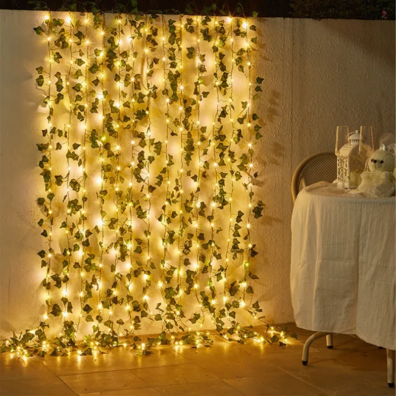 Flower Green Leaf String Lights Artificial Vine Fairy Lights Battery Powered Christmas Tree Garland Light for Weeding Ho - Image 2