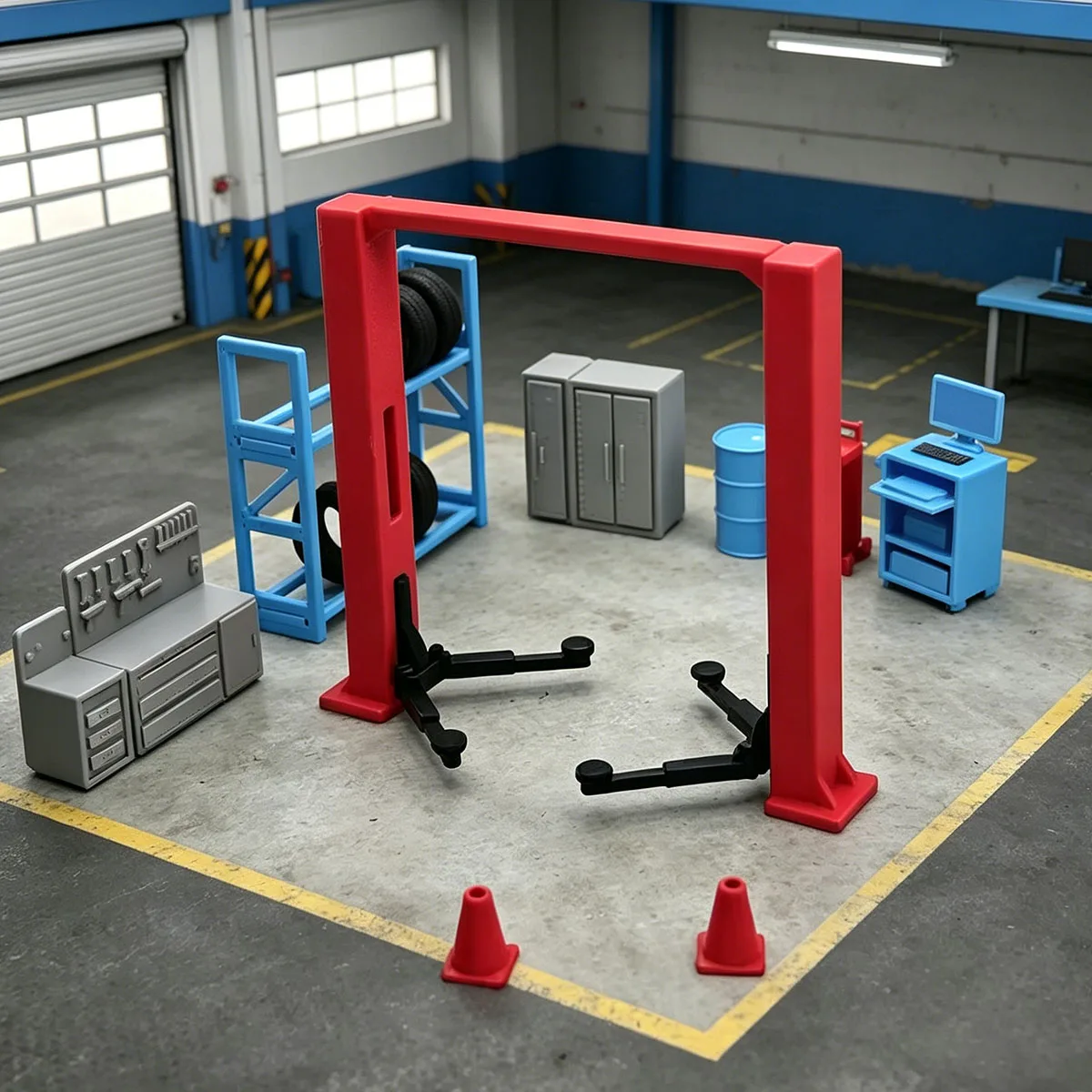 1/64 Scale Garage Diorama, Mini Auto Repair Workshop Scene Model, DIY Desktop Display Decoration, Hobby Craft Accessorie - Image 2