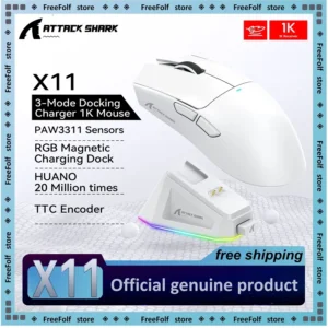 Attack Shark X11 X11SE Wireless Gaming Mouse 3-Mode , PAW3311, 22000DPI, 400IPS, PC Gaming Mouse