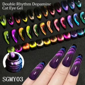 Heimat Frisch 7ml Single Bottle Double-Edge Cat Eye Gel Polish with Black Neon Polarized Chameleon Effect, Perfect for P