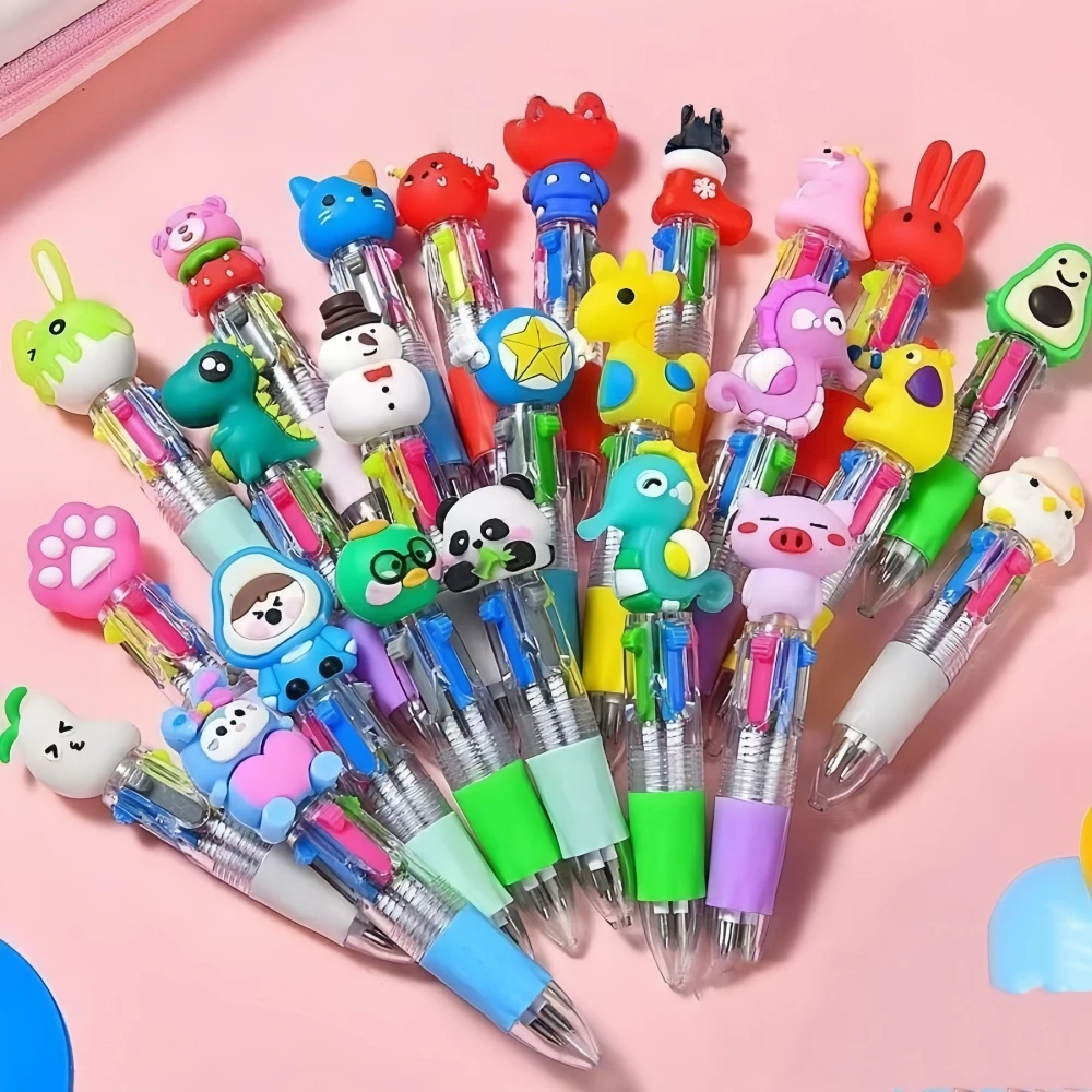 5-30 Pcs Cute Cartoon Four-color Pen for Kids Birthday Kindergarten Home-school Carnival Christmas Boys and Girls Gift R - Image 4