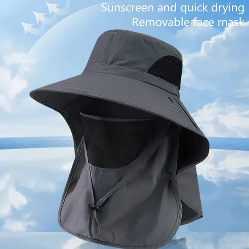 Summer Sun Hats UV Protection Outdoor Hunting Fishing Cap For Men Women Hiking Camping Visor Bucket Hat Neck Flap Fisher - Image 2