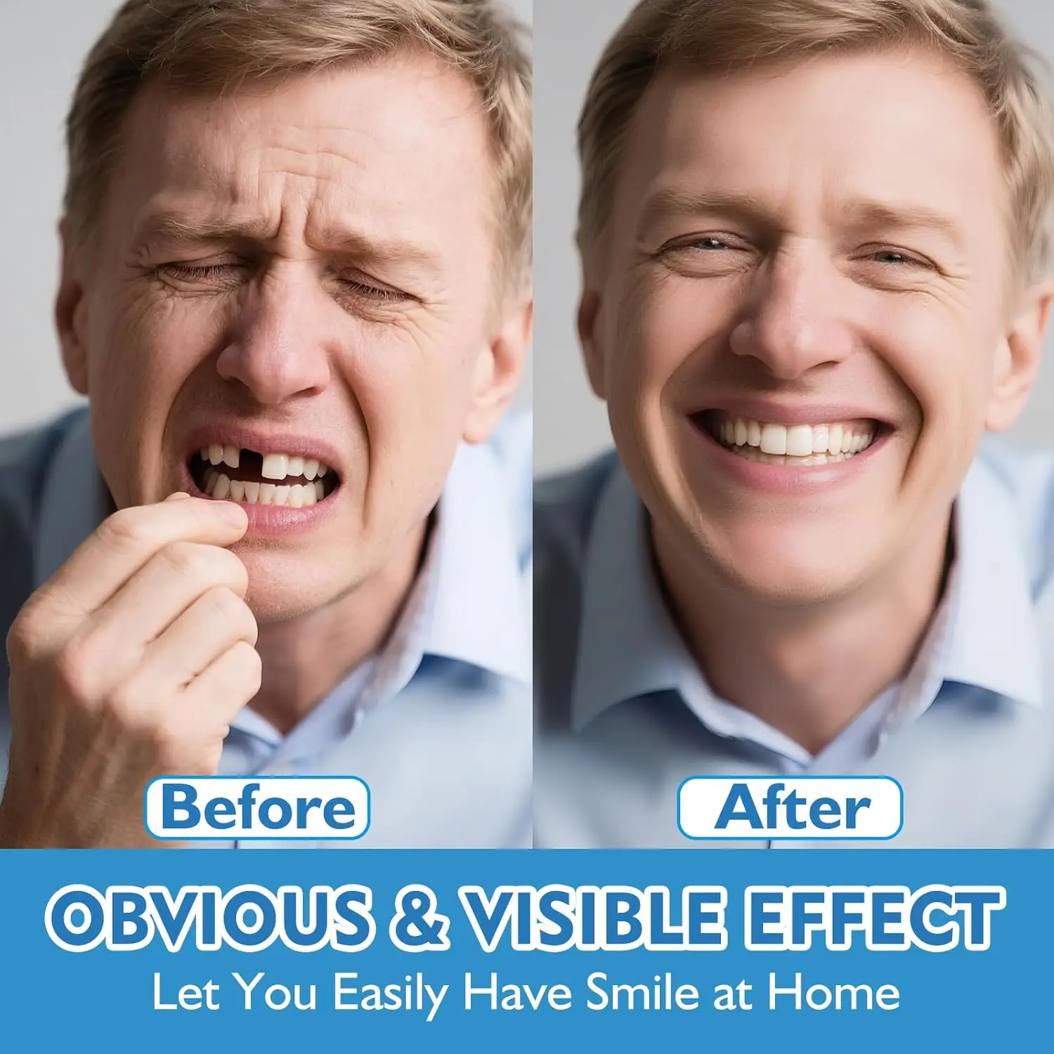 Flexible Silicone Dentures Full Set - Realistic Upper & Lower Fake Teeth Kit for Missing Teeth, Comfort Fit, Natural Loo - Image 3