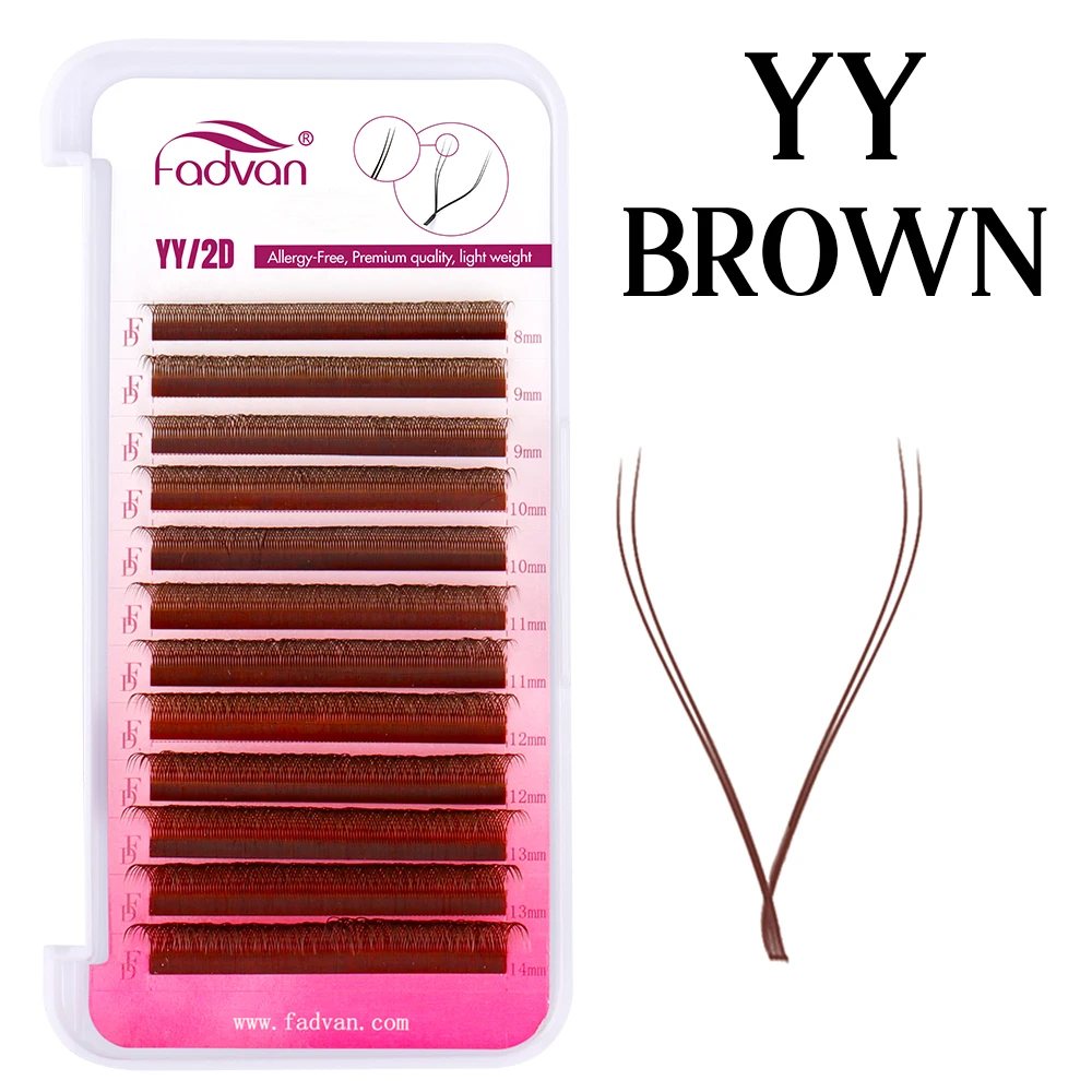 FADVAN Brown YY D/M(LU)/L Curl Eyelash Extension 0.07mm Natural Premade Lash 2D W Shape Style Soft Faux Mink Light False - Image 2