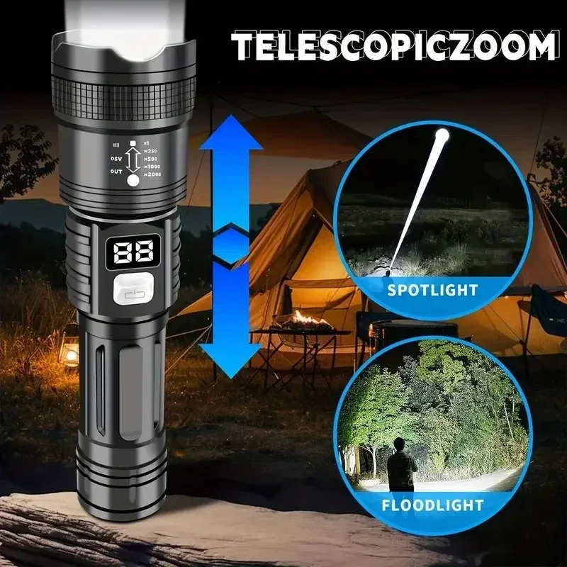 100000LM Super Bright Flashlight Rechargeable LED Torch Long Range Tactical Lamp for Outdoor Waterproof Camping Fishing - Image 3