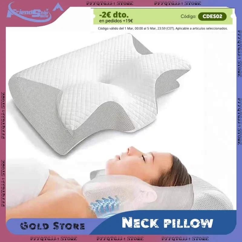 Sleep Memory Pillow Butterfly Memory Foam Neck Pillows Contoured Sleep For Neck Pain Relief Stomach Support Comfortable - Image 2