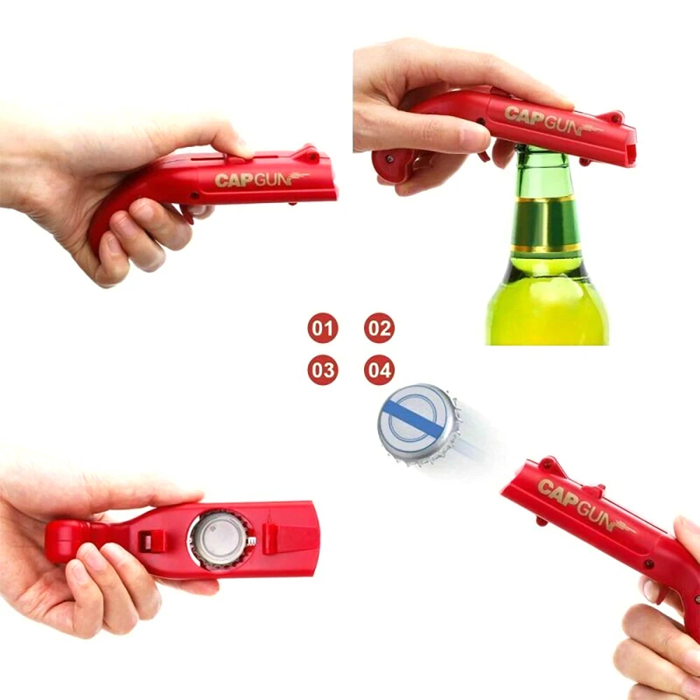 Cap Gun Beer Bottle Opener Portable Beverage Drinking Opening Gun Cap Launcher Kitchen Party Supply Bar Tool Kitchen Acc - Image 2