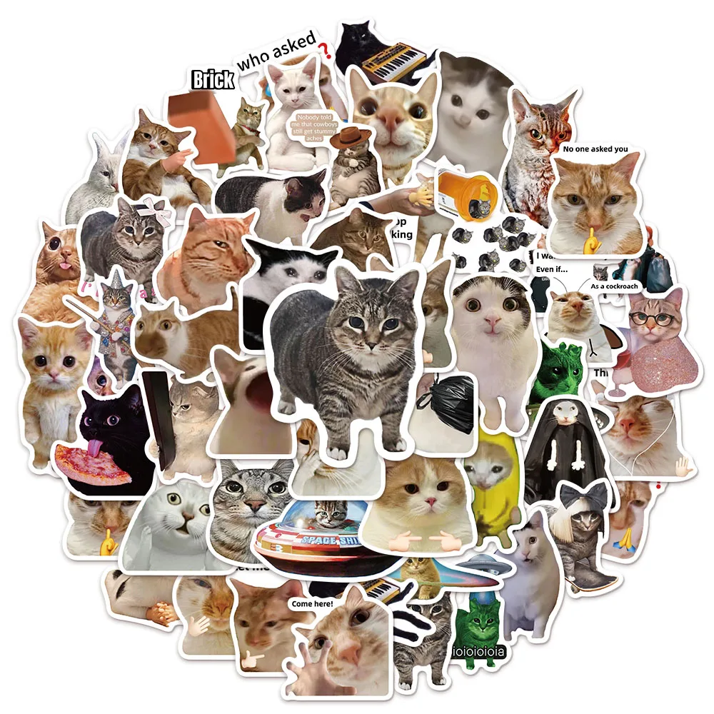 50/100PCS Creative Network Popular Cat Meme Collection Hand Account DIY Graffiti Stickers Water Cup Skateboard Stickers - Image 2
