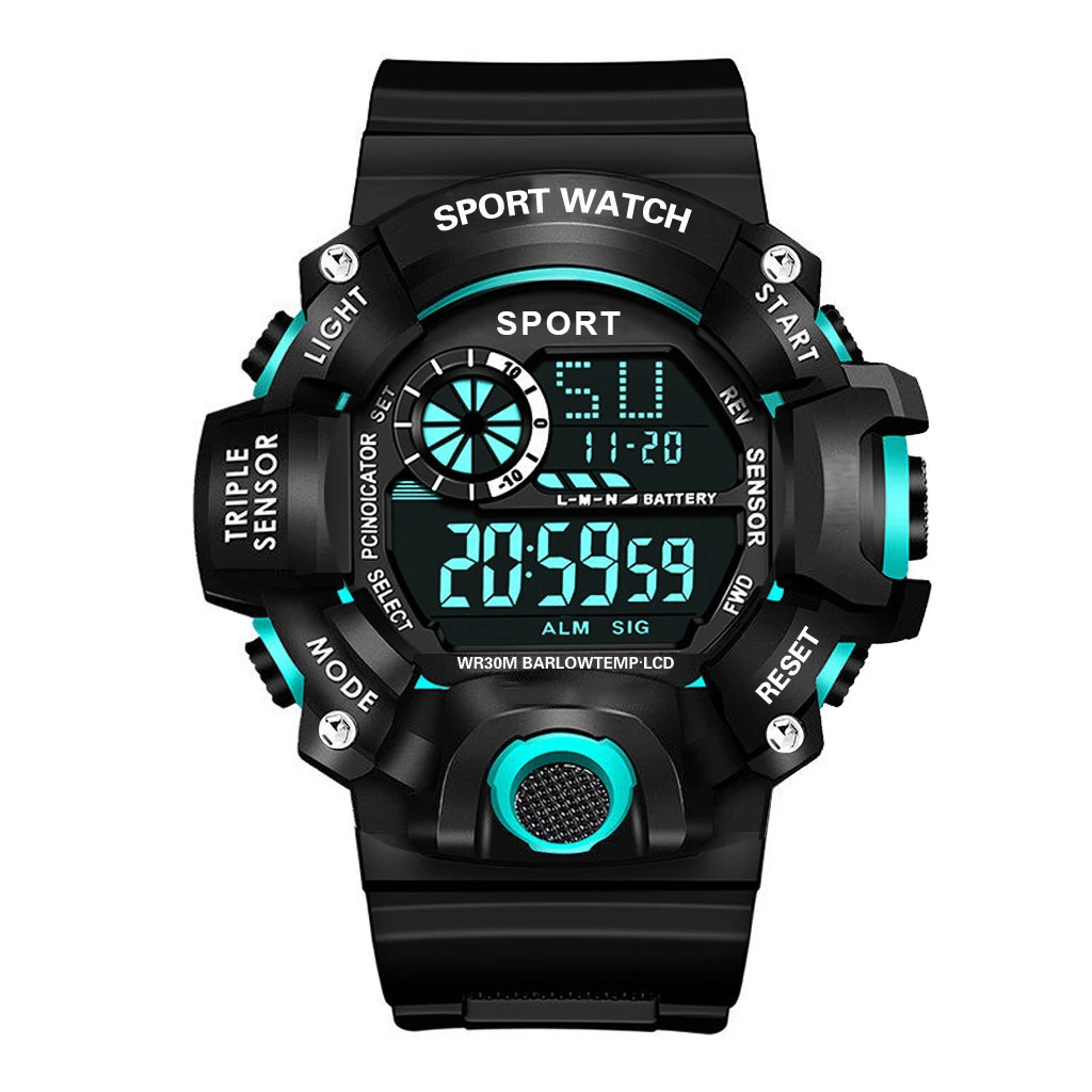 Fashion Men's Watch Sports Electronic Wristwatch Large dial Multifunctional Waterproof Luminous Alarm Kids Male's Milita - Image 2