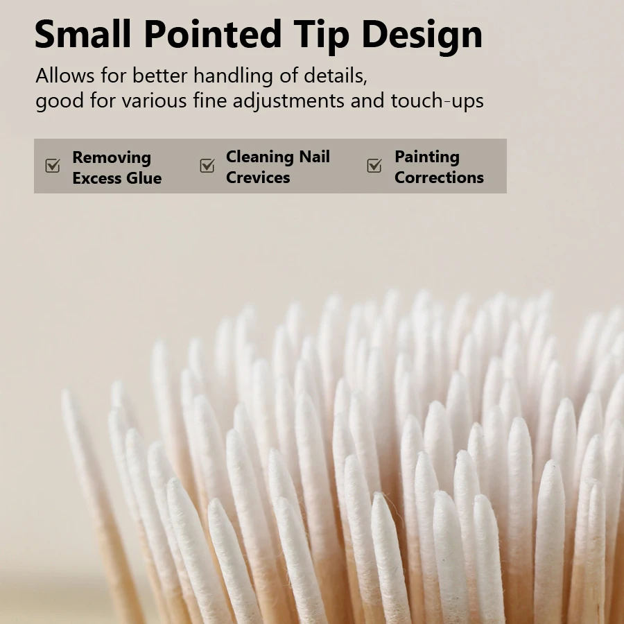 100Pcs Double-Ended Cotton Swabs Fine Pointed Tips for Nail Art Makeup Eyeliner Correction - Beauty Tools - Image 2