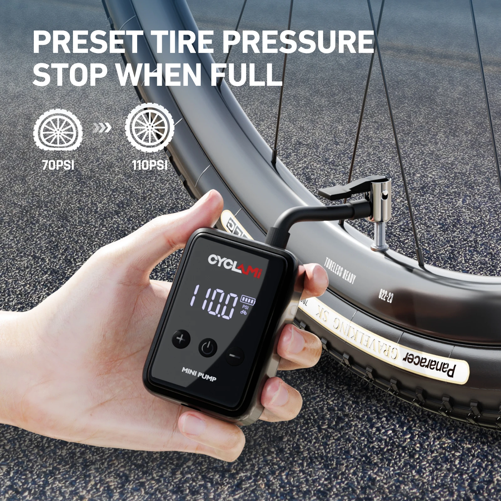 150PSI Portable Pocket Bike Electric Air Pump Schrader Presta Valve MTB MINI Rechargeable Compressor Tire Inflator CYCLA - Image 2