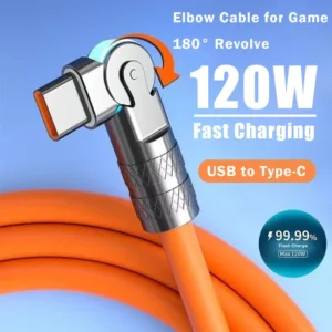 Greito įkrovimo USB-C laidas su 180° pasukama jungtimi