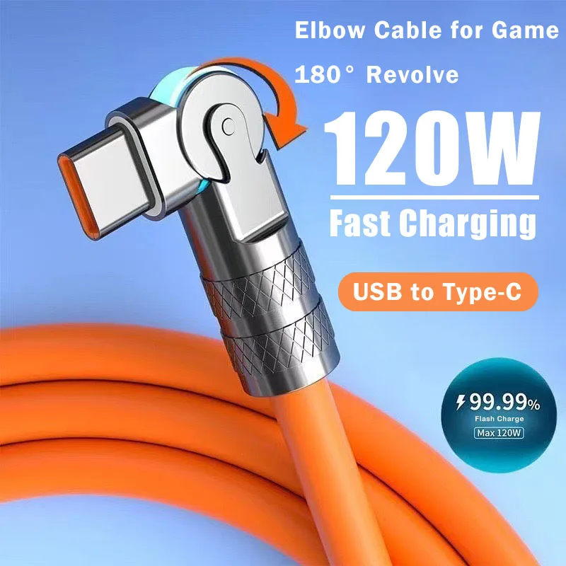 Greito įkrovimo USB-C laidas su 180° pasukama jungtimi