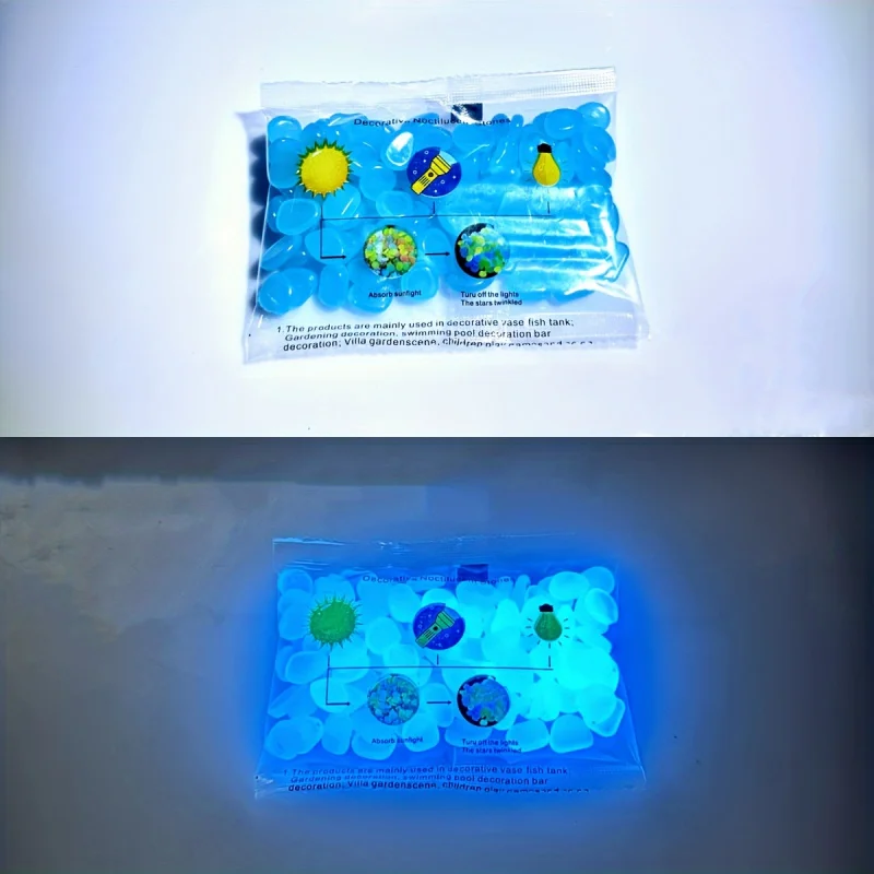 100pcs Glow In The Dark Pebbles, Resin Luminous Stones For Landscape, Garden Paths, Potted Plants, Parks, Aquarium Decor - Image 3