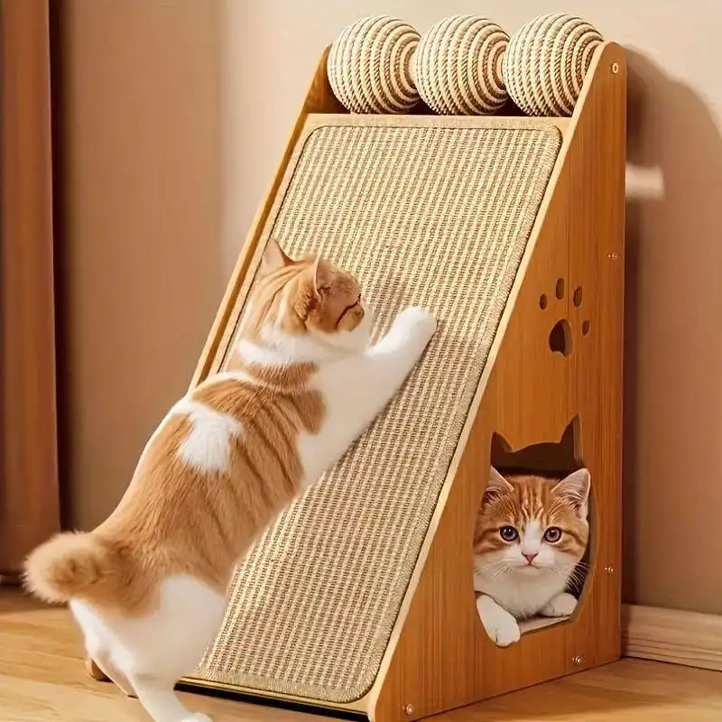 1pc Durable Hemp Rope Cat and Rabbit Scratching Board - No Mess Sofa Safety Design,Magic Invisible Adhesive,Multi-layer