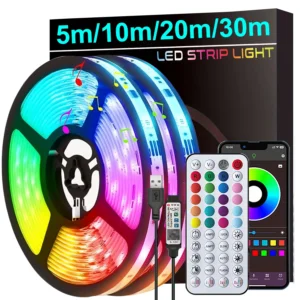 Led Strip Lights Music Sync Led Lights Room with APP Control, Flexible Ribbon Tape Lights for Home Party Decor TV Backli