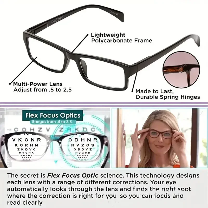 Newest Multifocal Reading Glasses Women Men Auto Adjusting Bifocal Glasses For Readers - Image 2