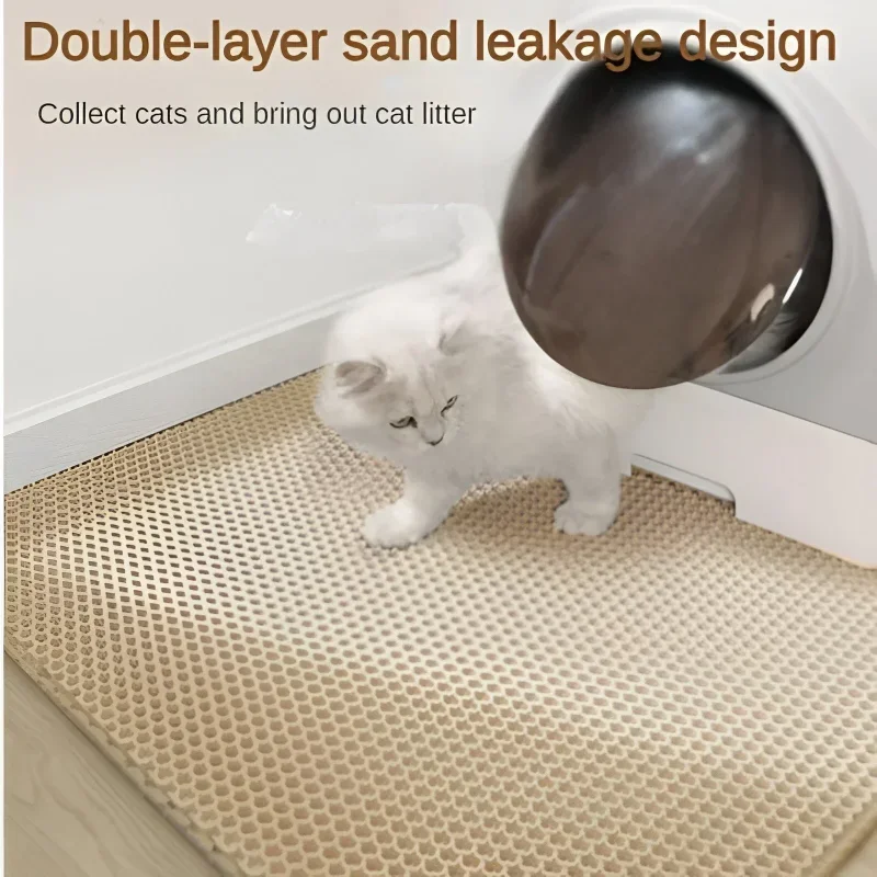 Cats Litter Mat Double Layer EVA Cat Litter Pad Large Hole Anti-Slip Sand Bowl Filter Mat Sandbox Mat for Cat Cats Acces - Image 3