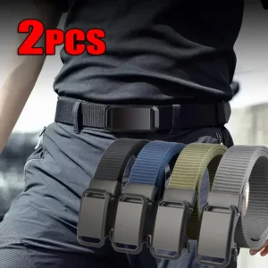 Newest Automatic Buckle Belt Canvas Tactical Waist Belt Durable Casual Outdoor Hunting Golf Adventure Training Pant Belt