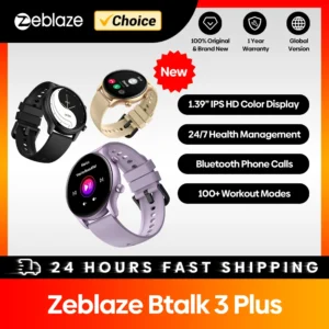 New Zeblaze Btalk 3 Plus Voice Calling Smart Watch 1.39'' Large HD Color Display Fitness Tracking Smartwatch for Men and