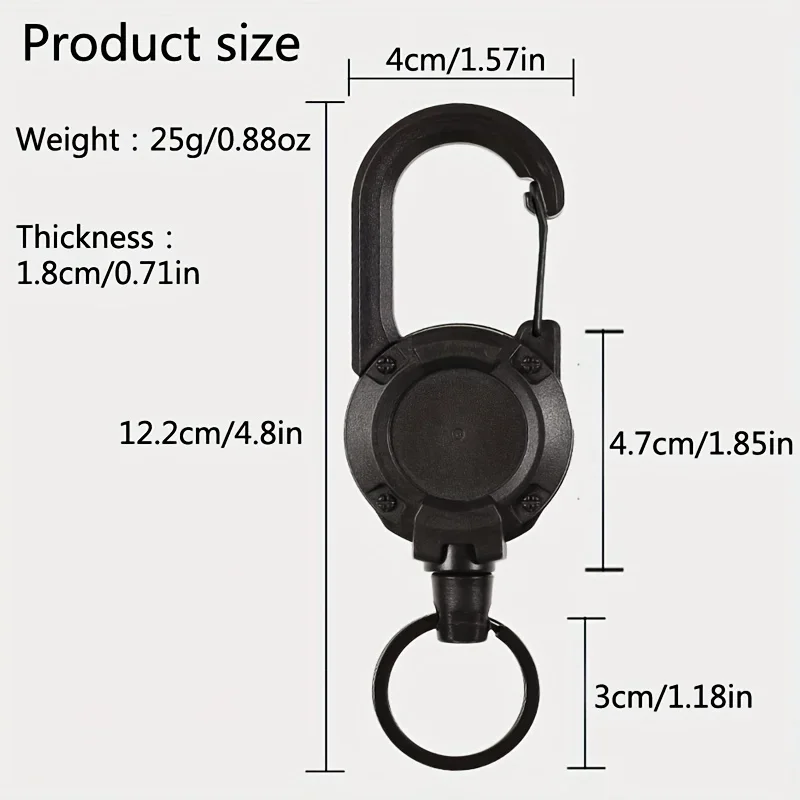1/2/4pcs Extendable Retractable Holders Keychain Badge Reels Heavy Duty Clip With Carabiner Key Chain For Men Outdoor Ba - Image 3