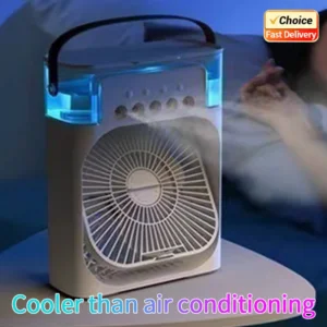 New 3 In 1 Portable Fan AIr Conditioner Household Mini Air Cooler LED Night Light Humidifier Air Adjustment Fan Office H