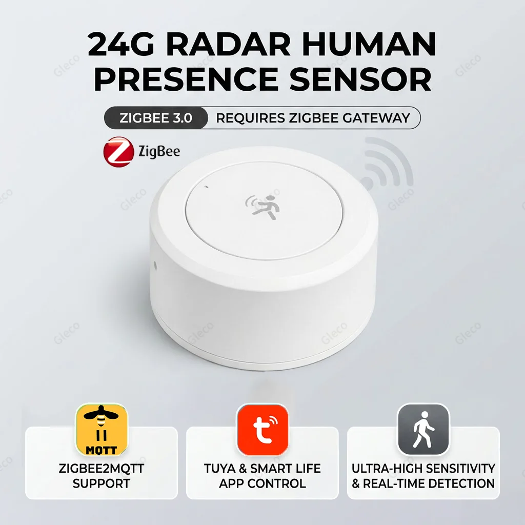 Zigbee 24G Mmwave Radar Presence Sensor Human Detector Motion/Static Detection For Tuya Z2M Smart Home Security Automati
