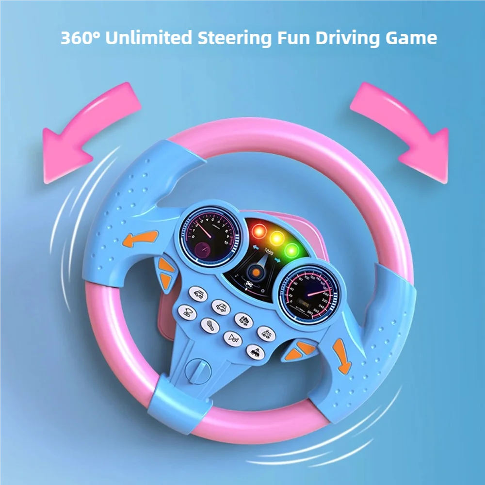 Children's Steering Wheel Toy, Simulated Co-Pilot 360-Degree Rotating Music Steering Wheel, Educational Enlightenment To - Image 2
