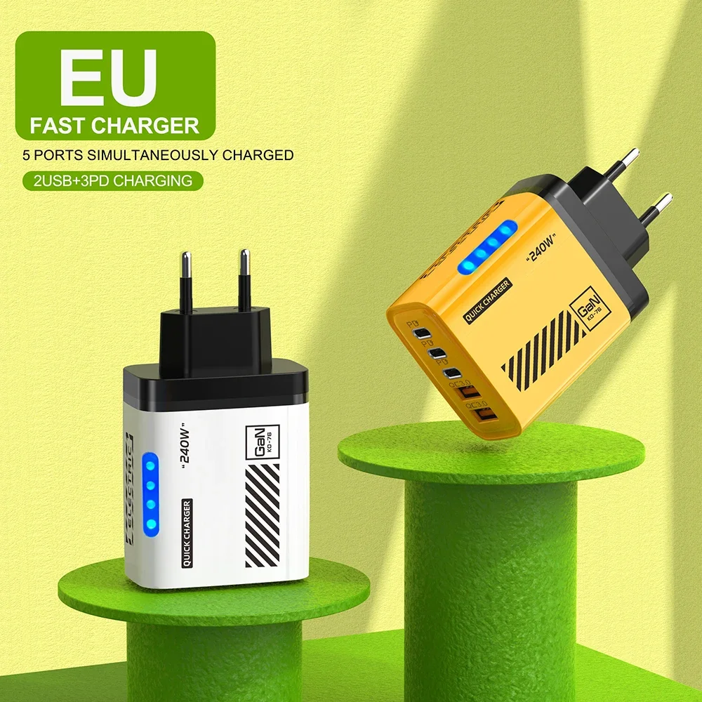 5 Ports Fast Charger Type C Quick Charge 3.0 USB C Wall Charger Adapter For iPhone 17 Pro Samsung Xiaomi mi PD USB Fast - Image 4
