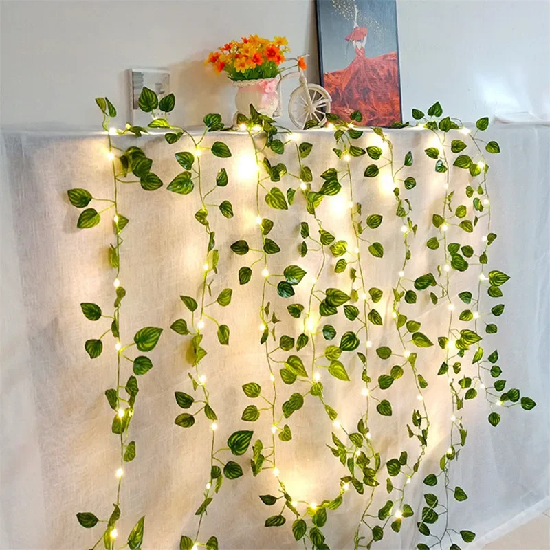 Flower Green Leaf String Lights Artificial Vine Fairy Lights Battery Powered Christmas Tree Garland Light for Weeding Ho - Image 3