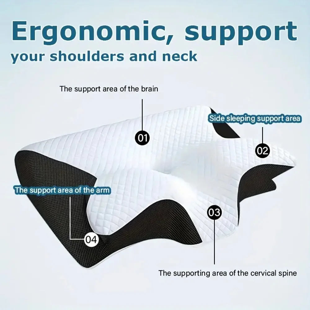 Sleep Memory Pillow Butterfly Memory Foam Neck Pillows Contoured Sleep For Neck Pain Relief Stomach Support Comfortable