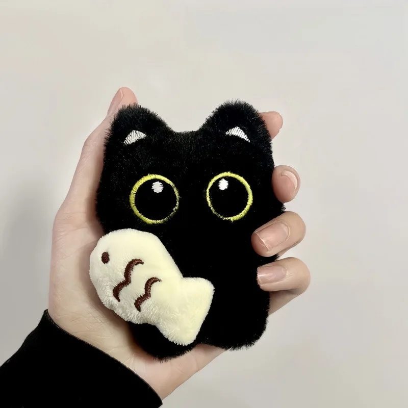 2Pcs Cool Plush Black Cat Doll Toy Keychain Bag Pendant Charms Car Keyring Accessories for Women Couples Kawaii Gift - Image 4
