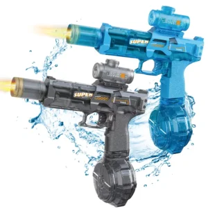 HUIQIBAO Electric Pulse Water Gun Simulated Flame Sensor Light Fully Automatic Fights Toy Water Pistol Outdoor Beach Toy