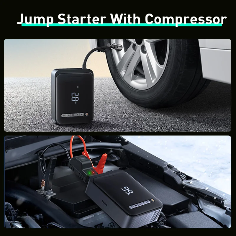 Baseus 2 In 1 Car Jump Starter Power Bank Air Compressor Inflator Pump 1000A Portable Power Station Car Battery Charger - Image 2
