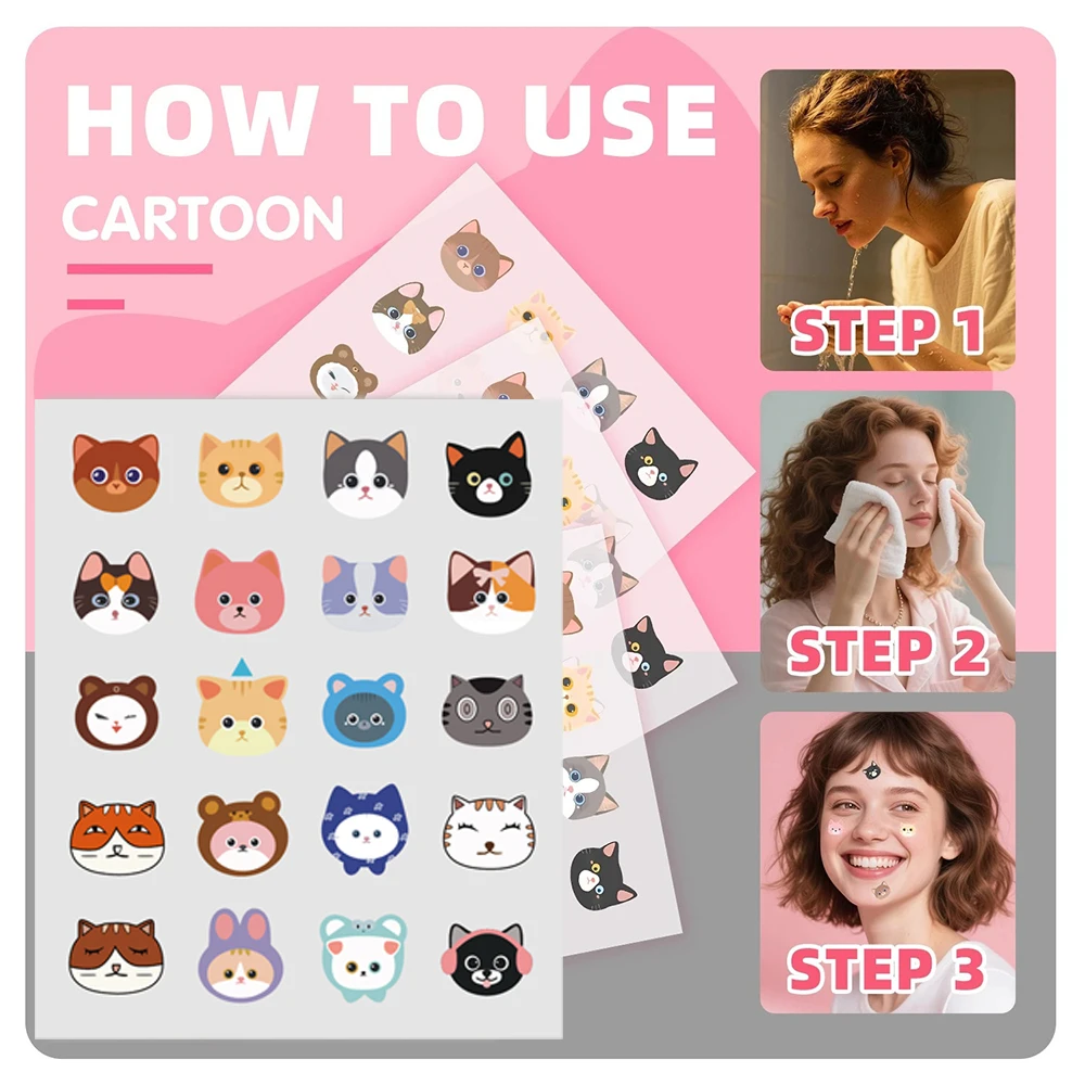 600 Pieces of Cartoon Cat Acne Patches, Facial Acne Patches,Concealer Acne patches,and Pimples Patches,Ultra-thin and Br - Image 4