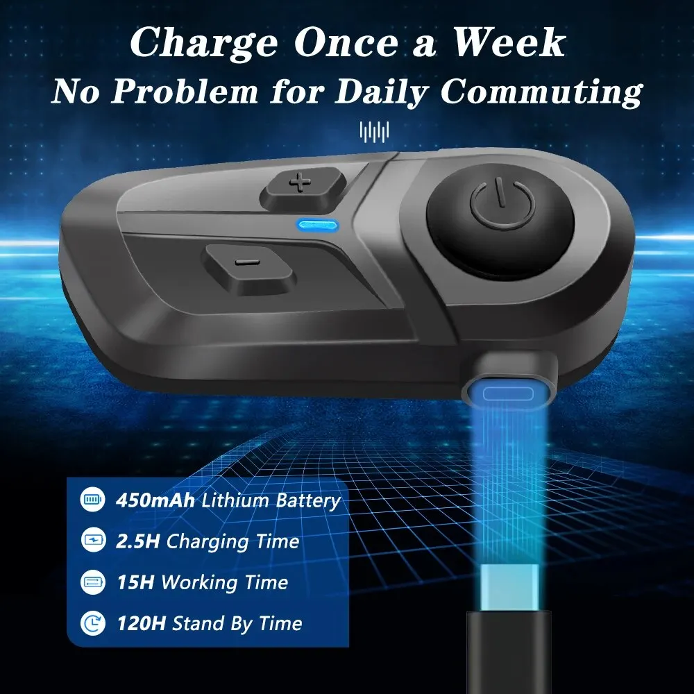 Bluetooth 5.3 Motorcycle Helmet Headset Waterproof Wireless Hands-free Call Phone Earphone Music Player for Moto Helmet - Image 4