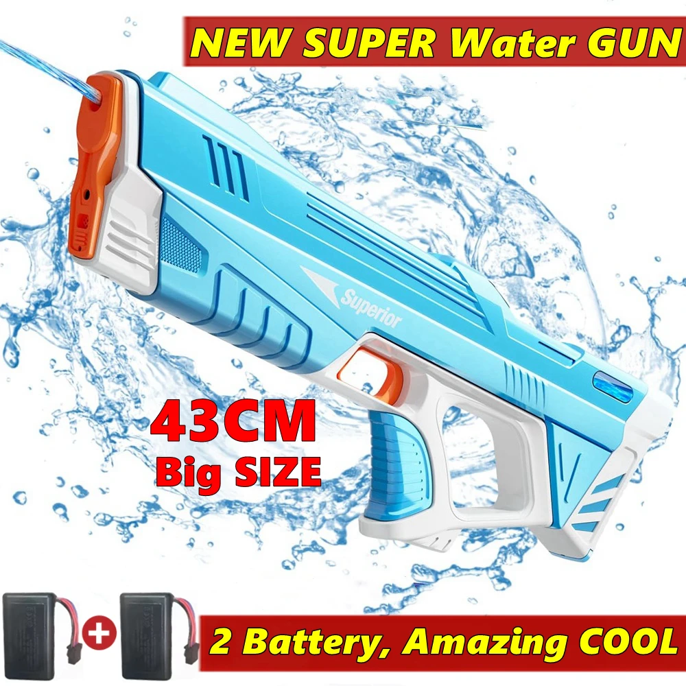 Full Automatic Electric Water Gun Toys 43cm Portable Children Adult Summer Beach Outdoor Fight Fantasy Toys for Boys Kid