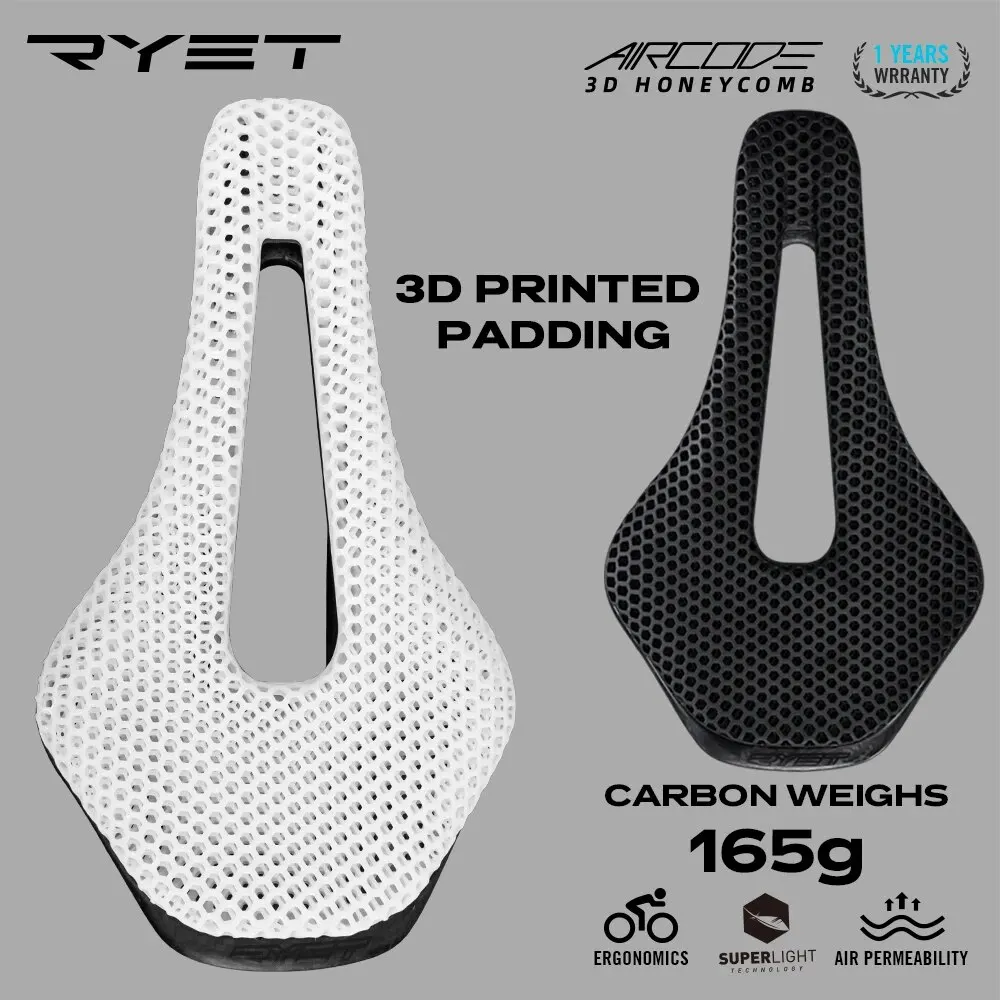 RYET 3D Printed Bike Saddle Ultralight Carbon Fiber Hollow Comfortable Breathable MTB Gravel Road Bicycle Cycling Seatin - Image 3