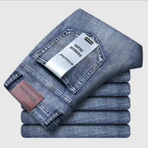 2026 New Business Men's Jeans Casual Straight Stretch Fashion Classic Blue Black Work Denim Pant Trousers Male Clothing