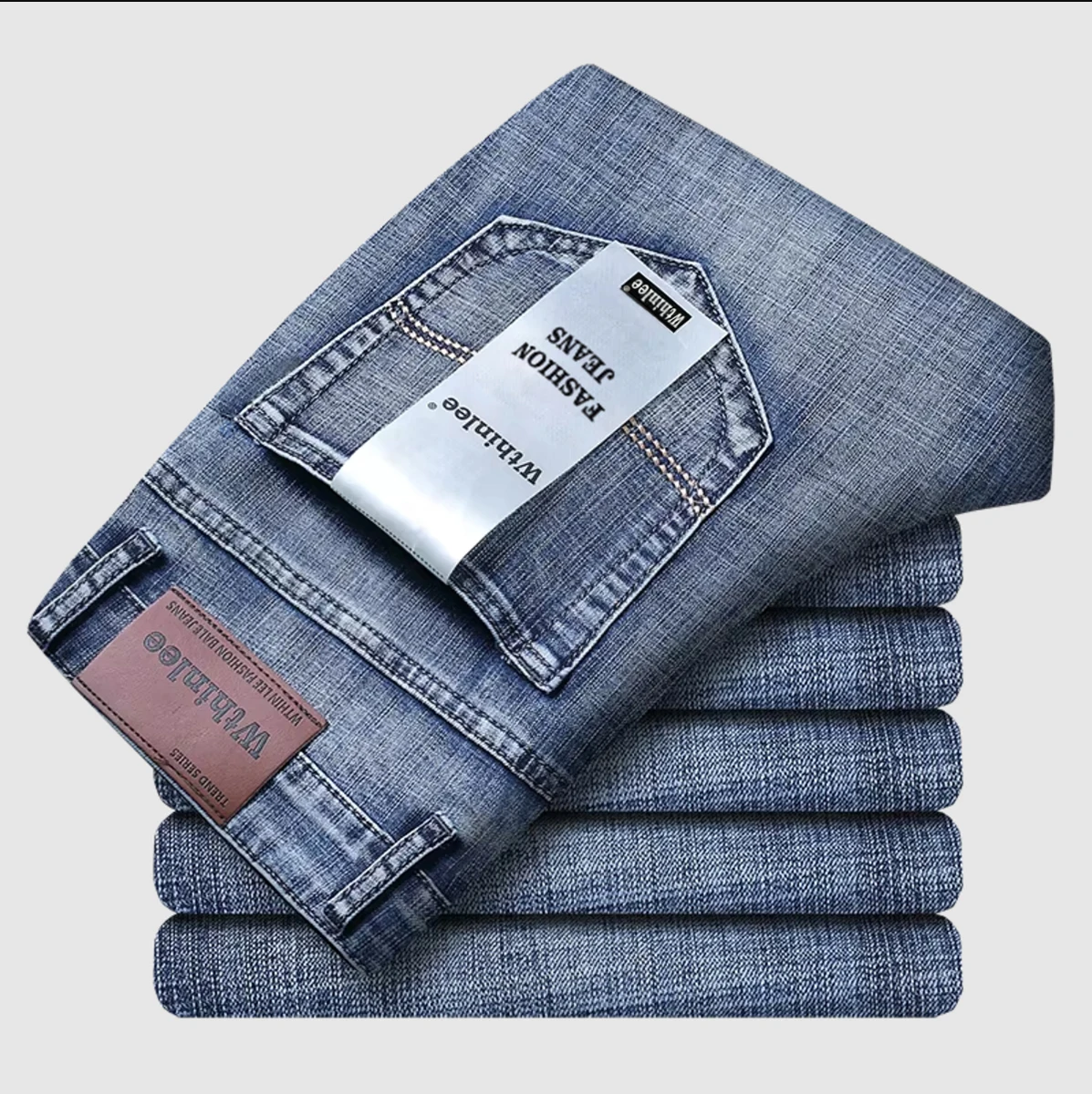 2026 New Business Men's Jeans Casual Straight Stretch Fashion Classic Blue Black Work Denim Pant Trousers Male Clothing